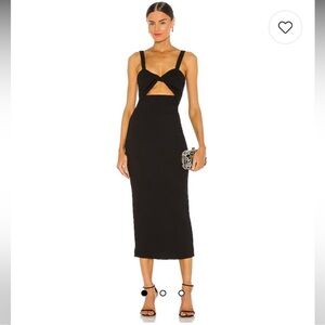 Shona Joy Black Backless Cut-Out Midi Dress